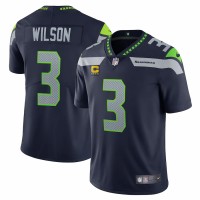 Seattle Seahawks Russell Wilson Men's Nike College Navy Captain Vapor Limited Jersey