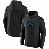 Carolina Panthers Men'sFanatics Branded Black Primary Logo Fitted Pullover Hoodie