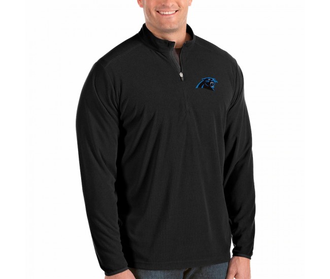 Carolina Panthers Men's Antigua Black Primary Logo Glacier Big & Tall Quarter-Zip Pullover Jacket