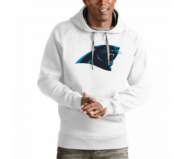 Carolina Panthers Men's Antigua White Victory Pullover Hoodie
