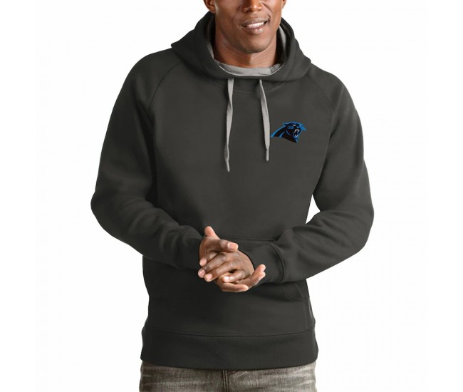 Carolina Panthers Men's Antigua Charcoal Logo Victory Pullover Hoodie