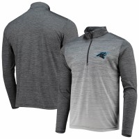 Carolina Panthers Men's Antigua Black/Heathered Gray Cycle Quarter-Zip Jacket