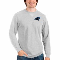 Carolina Panthers Men's Antigua Heathered Gray Reward Crewneck Pullover Sweatshirt