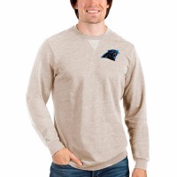 Carolina Panthers Men's Antigua Oatmeal Reward Crewneck Pullover Sweatshirt