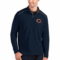 Chicago Bears Men's Antigua Navy/Gray Glacier Quarter-Zip Pullover Jacket