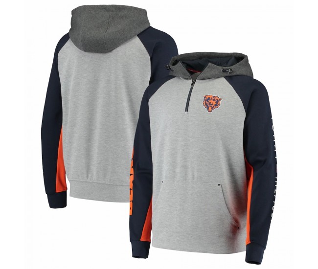 Chicago Bears Men's Tommy Hilfiger Heathered Gray/Navy Color Block Quarter-Zip Pullover Hoodie