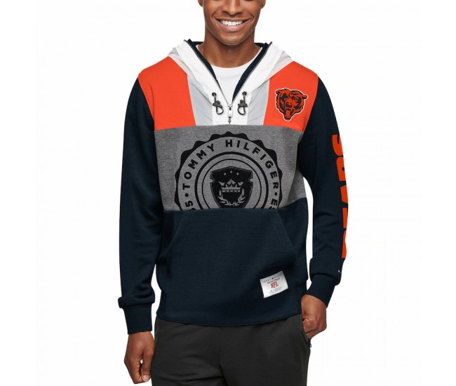 Chicago Bears Men's Tommy Hilfiger Navy/Charcoal Pinnacle Pullover Hoodie