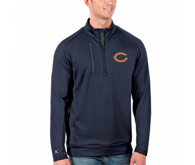 Chicago Bears Men's Antigua Navy/Charcoal Generation Quarter-Zip Pullover Jacket