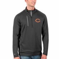Chicago Bears Men's Antigua Charcoal/Silver Big & Tall Generation Quarter-Zip Pullover Jacket