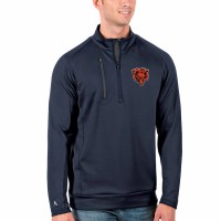 Chicago Bears Men's Antigua Navy/Charcoal Bear Head Generation Quarter-Zip Pullover Jacket