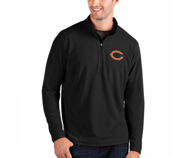 Chicago Bears Men's Antigua Black Primary Logo Glacier Quarter-Zip Pullover Jacket