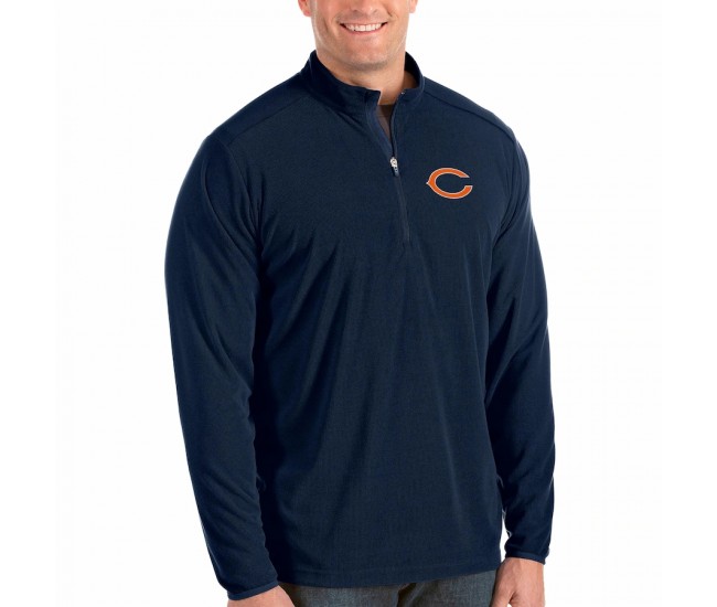 Chicago Bears Men's Antigua Navy Primary Logo Glacier Big & Tall Quarter-Zip Pullover Jacket