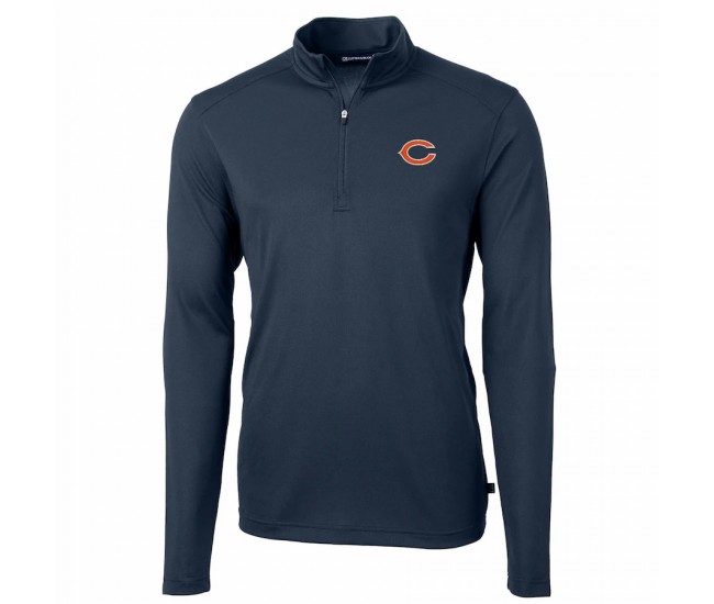 Chicago Bears Men's Cutter & Buck Navy Virtue Eco Pique Recycled Quarter-Zip Pullover Jacket