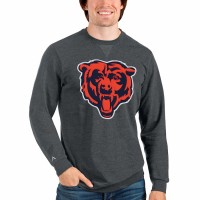 Chicago Bears Men's Antigua Heathered Charcoal Team Reward Crewneck Pullover Sweatshirt