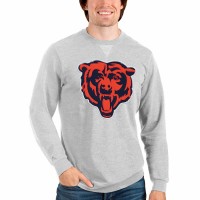 Chicago Bears Men's Antigua Heathered Gray Team Reward Crewneck Pullover Sweatshirt
