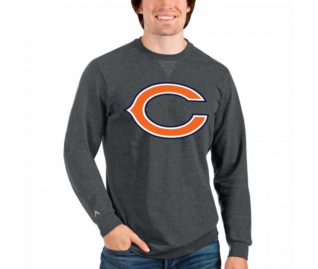 Chicago Bears Men's Antigua Heathered Charcoal Team Reward Crewneck Pullover Sweatshirt