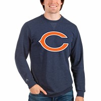 Chicago Bears Men's Antigua Heathered Navy Team Reward Crewneck Pullover Sweatshirt