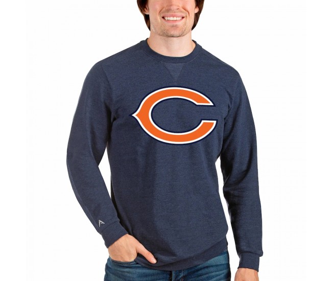 Chicago Bears Men's Antigua Heathered Navy Team Reward Crewneck Pullover Sweatshirt