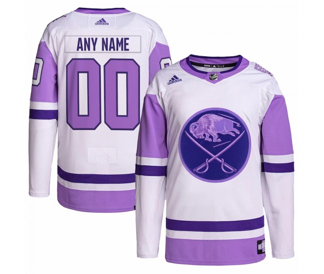 Buffalo Sabres Men's adidas White/Purple Hockey Fights Cancer Primegreen Authentic Custom Jersey