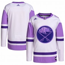 Buffalo Sabres Men's adidas White/Purple Hockey Fights Cancer Primegreen Authentic Blank Practice Jersey