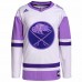 Buffalo Sabres Men's adidas White/Purple Hockey Fights Cancer Primegreen Authentic Blank Practice Jersey