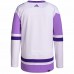 Columbus Blue Jackets Men's adidas White/Purple Hockey Fights Cancer Primegreen Authentic Blank Practice Jersey