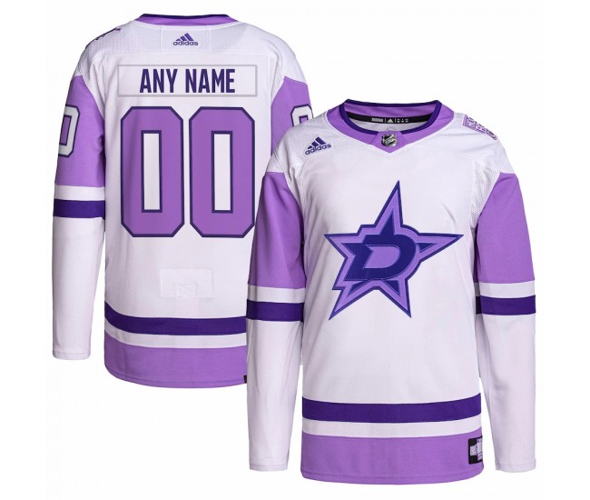 Dallas Stars Men's adidas White/Purple Hockey Fights Cancer Primegreen Authentic Custom Jersey