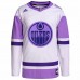 Edmonton Oilers Men's adidas White/Purple Hockey Fights Cancer Primegreen Authentic Custom Jersey
