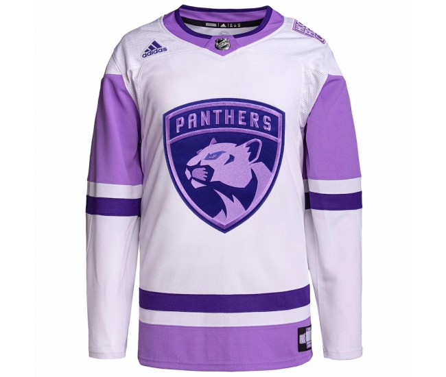 Florida Panthers Men's adidas White/Purple Hockey Fights Cancer Primegreen Authentic Custom Jersey