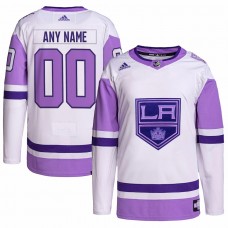 Los Angeles Kings Men's adidas White/Purple Hockey Fights Cancer Primegreen Authentic Custom Jersey