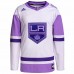 Los Angeles Kings Men's adidas White/Purple Hockey Fights Cancer Primegreen Authentic Blank Practice Jersey