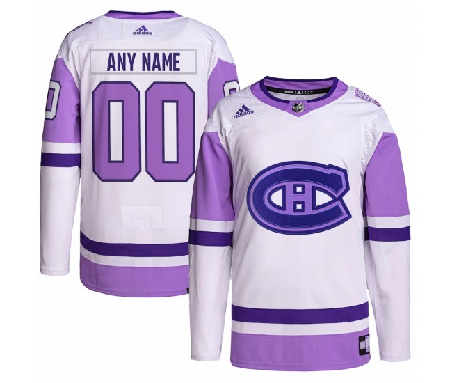 Montreal Canadiens Men's adidas White/Purple Hockey Fights Cancer Primegreen Authentic Custom Jersey