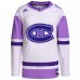 Montreal Canadiens Men's adidas White/Purple Hockey Fights Cancer Primegreen Authentic Custom Jersey