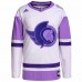 Ottawa Senators Men's adidas White/Purple Hockey Fights Cancer Primegreen Authentic Blank Practice Jersey