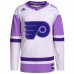 Philadelphia Flyers Men's adidas White/Purple Hockey Fights Cancer Primegreen Authentic Custom Jersey