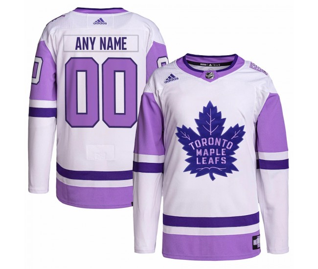 Toronto Maple Leafs Men's adidas White/Purple Hockey Fights Cancer Primegreen Authentic Custom Jersey
