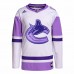 Vancouver Canucks Men's adidas White/Purple Hockey Fights Cancer Primegreen Authentic Blank Practice Jersey