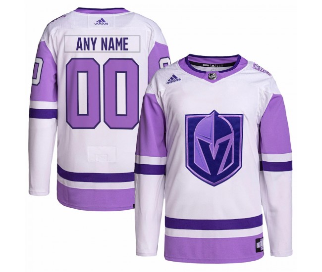 Vegas Golden Knights Men's adidas White/Purple Hockey Fights Cancer Primegreen Authentic Custom Jersey