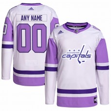 Washington Capitals Men's adidas White/Purple Hockey Fights Cancer Primegreen Authentic Custom Jersey
