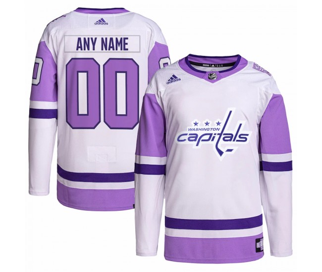 Washington Capitals Men's adidas White/Purple Hockey Fights Cancer Primegreen Authentic Custom Jersey