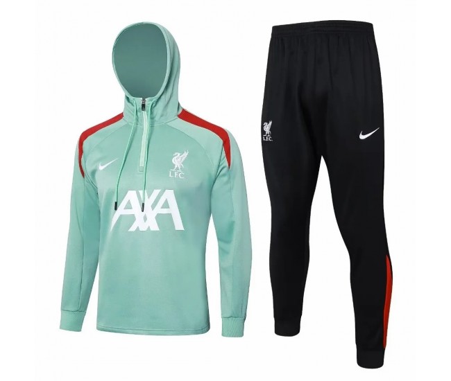 Liverpool FC Mens Green Training Hooded Technical Football Tracksuit 24-25 Liverpool FC Mens Green Training Hooded Technical Football Tracksuit 24-25