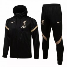 Liverpool FC Black Hooded Presentation Football Tracksuit 2021-22