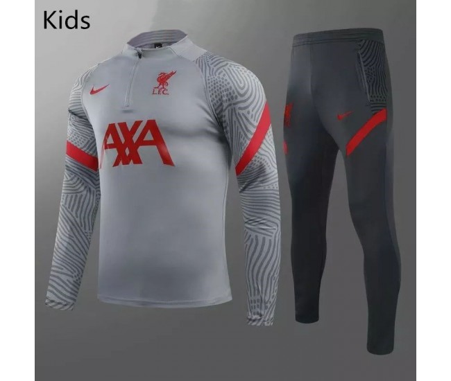 Liverpool FC Grey Training Technical Soccer Tracksuit Kids Light Grey 2020 2021 Liverpool FC Grey Training Technical Soccer Tracksuit Kids Light Grey 2020 2021
