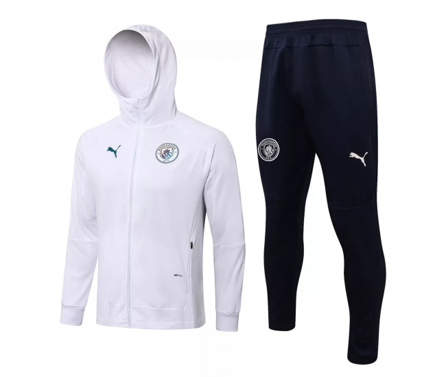 Manchester City White Hooded Presentation Football Tracksuit 2021-22 Manchester City White Hooded Presentation Football Tracksuit 2021-22
