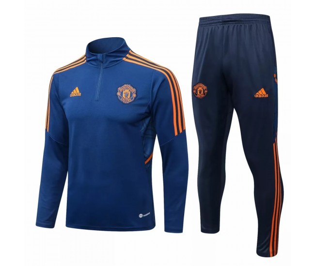 Manchester United Blue Training Technical Football Tracksuit 2022-23 Manchester United Blue Training Technical Football Tracksuit 2022-23