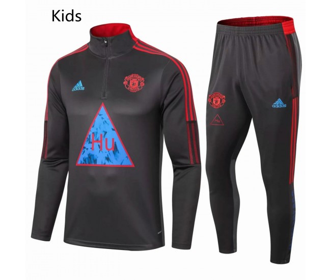 Manchester United Training Soccer Tracksuit Human Race Grey Kids 2021 Manchester United Training Soccer Tracksuit Human Race Grey Kids 2021