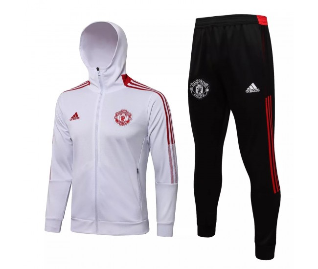 Manchester United White Hooded Presentation Football Tracksuit 2021-22 Manchester United White Hooded Presentation Football Tracksuit 2021-22