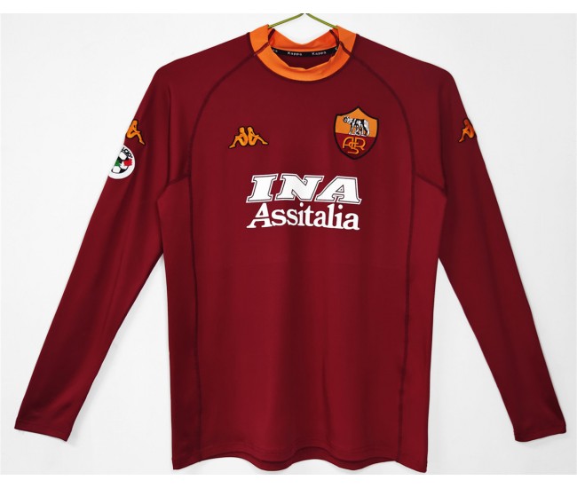 AS Roma Home Long Sleeve Retro Jersey 2001-02