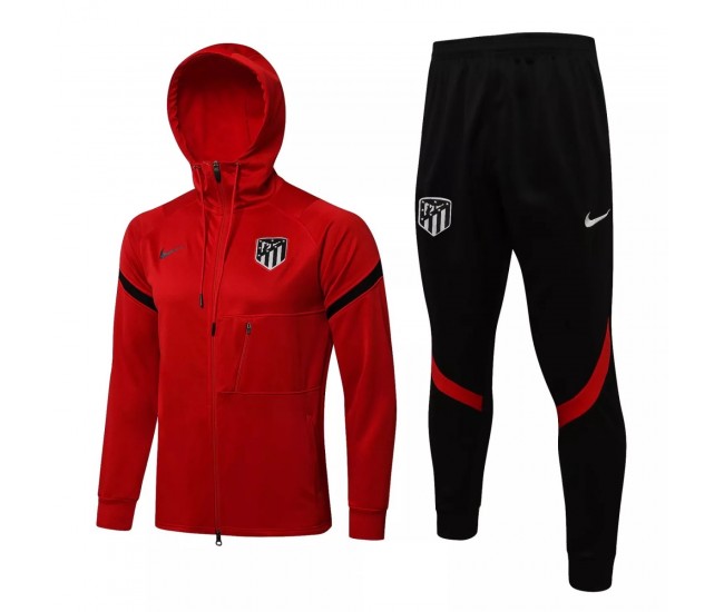 Atlético De Madrid Red Hooded Presentation Football Tracksuit 2021-22 Atlético De Madrid Red Hooded Presentation Football Tracksuit 2021-22