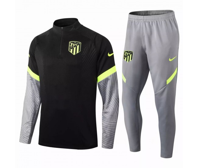 Atlético De Madrid Technical Training Soccer Tracksuit Black Grey 2020 2021 Atlético De Madrid Technical Training Soccer Tracksuit Black Grey 2020 2021